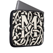  Monogram M Art Nouveau Letter Laptop Sleeve (Voorkant Rechts)
