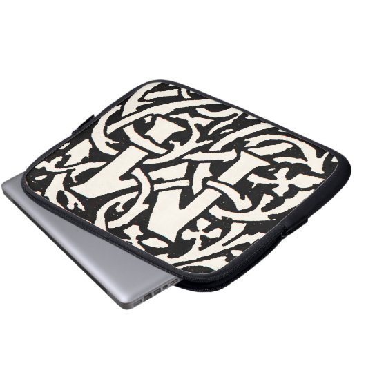 Monogram M Art Nouveau Letter Laptop Sleeve (Voorkant onderkant)