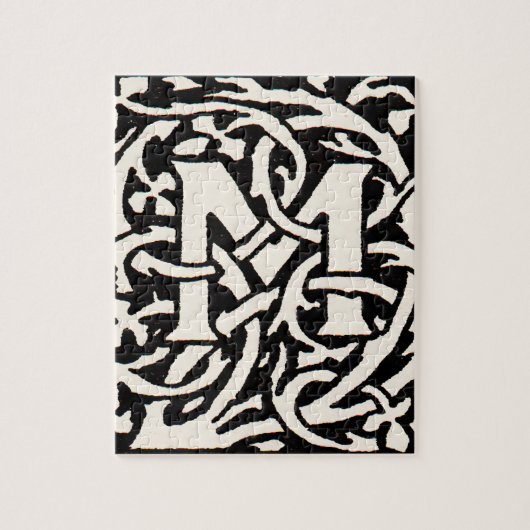  Monogram M Art Nouveau Letter Legpuzzel (Verticaal)