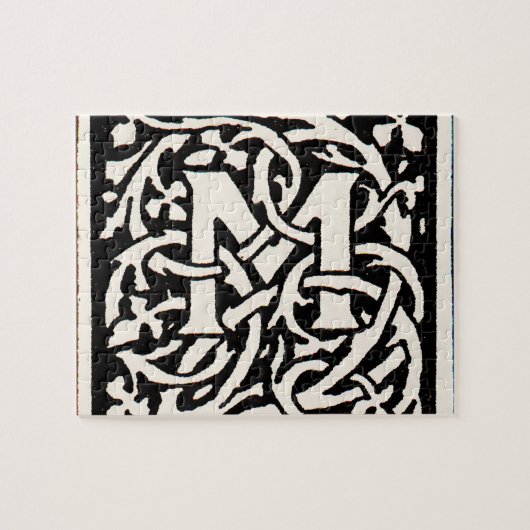 Monogram M Art Nouveau Letter Legpuzzel (Horizontaal)