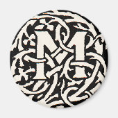  Monogram M Art Nouveau Letter Magneet (Voorkant)