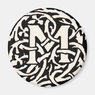 Monogram M Art Nouveau Letter Magneet