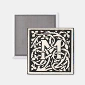 Monogram M Art Nouveau Letter Magneet (Voorkant / Achterkant)