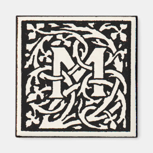 Monogram M Art Nouveau Letter Magneet