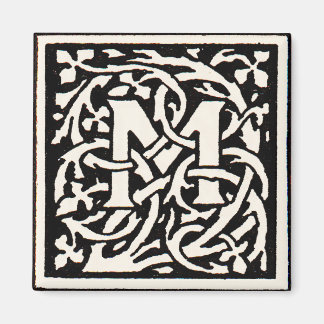 Monogram M Art Nouveau Letter Magneet