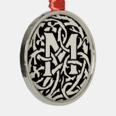  Monogram M Art Nouveau Letter Metalen Ornament (Rechts)