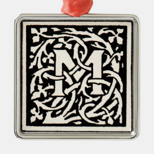 Monogram M Art Nouveau Letter Metalen Ornament