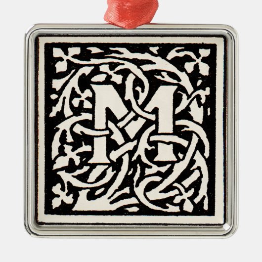  Monogram M Art Nouveau Letter Metalen Ornament (Voorkant)