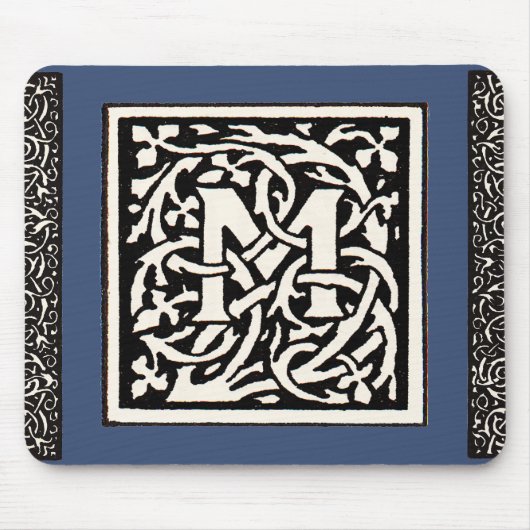 Monogram M Art Nouveau Letter Muismat (Voorkant)