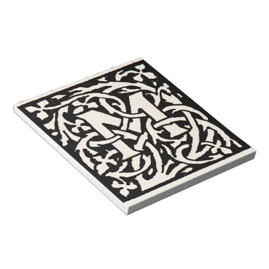 Monogram M Art Nouveau Letter Notitieblok (Schuin)