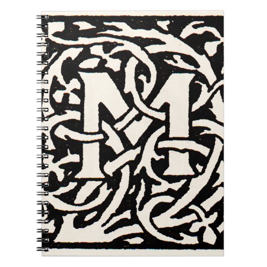 Monogram M Art Nouveau Letter Notitieboek (Voorkant)