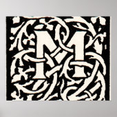  Monogram M Art Nouveau Letter Poster (Voorkant)