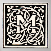  Monogram M Art Nouveau Letter Poster (Voorkant)