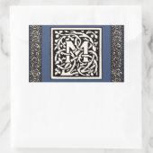  Monogram M Art Nouveau Letter Rechthoekige Sticker (Tas)