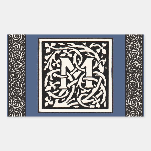  Monogram M Art Nouveau Letter Rechthoekige Sticker (Voorkant)