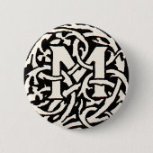 Monogram M Art Nouveau Letter Ronde Button 5,7 Cm (Voorkant)