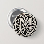Monogram M Art Nouveau Letter Ronde Button 5,7 Cm (Voorkant /achterkant)