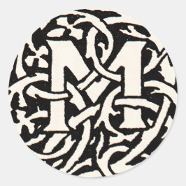  Monogram M Art Nouveau Letter Ronde Sticker