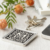 Monogram M Art Nouveau Letter Sleutelhanger (Zijkant)