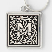  Monogram M Art Nouveau Letter Sleutelhanger (Voorkant)