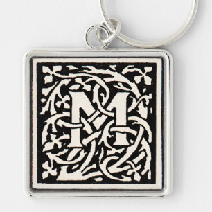  Monogram M Art Nouveau Letter Sleutelhanger