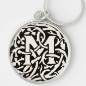  Monogram M Art Nouveau Letter Sleutelhanger (Voorkant)