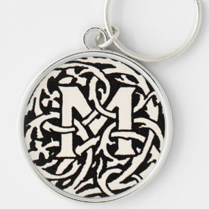  Monogram M Art Nouveau Letter Sleutelhanger
