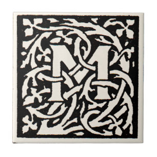 Monogram M Art Nouveau Letter Tegeltje