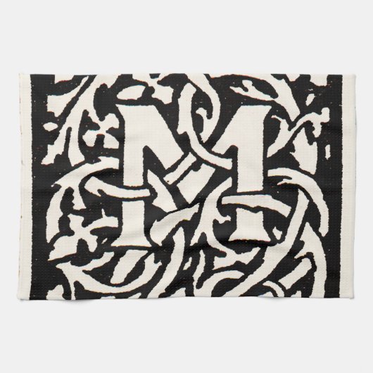 Monogram M Art Nouveau Letter Theedoek (Horizontaal)
