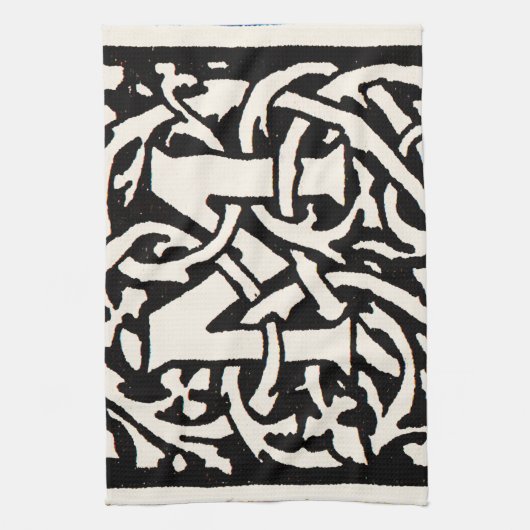  Monogram M Art Nouveau Letter Theedoek (Verticaal)