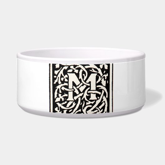  Monogram M Art Nouveau Letter Voerbakje (Voorkant)