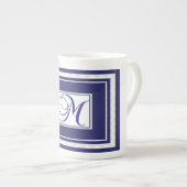 Monogram M Blauw Wit Porselein Kop (Voorkant rechts)