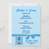 Monogram M Blue Moose Photo Birth Aankondiging (Achterkant)