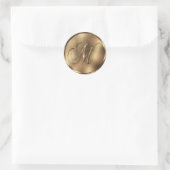 Monogram M Bronze Wedding Invitation Holiday Ronde Sticker (Tas)