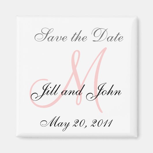 Monogram M Bruiloft Save the Date Magnet (Voorkant)