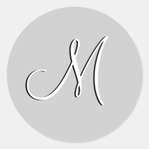 Monogram M bruiloft uitnodiging Grijs zegel