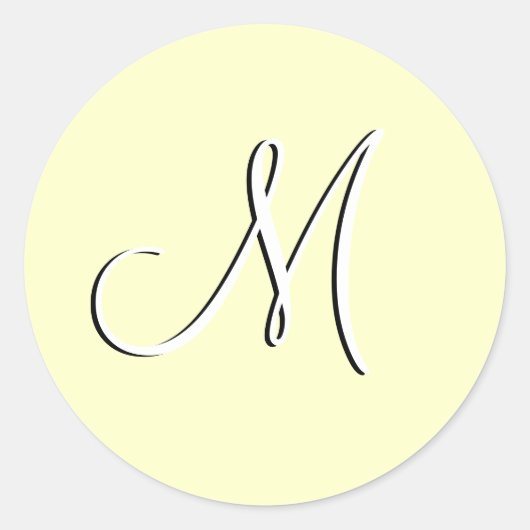 Monogram M Bruiloft Uitnodiging Ivoor Seal Ronde Sticker (Voorkant)
