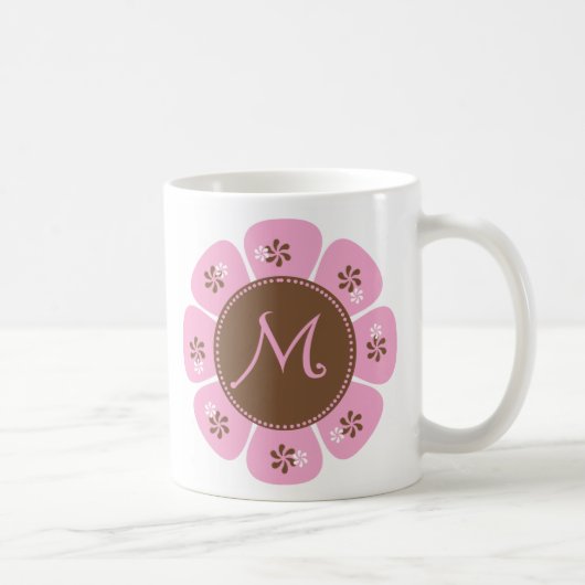 Monogram M bruin en roze Koffiemok (Rechts)
