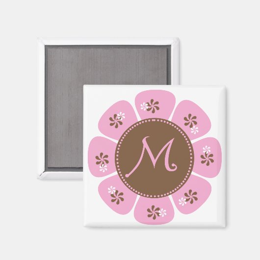 Monogram M bruin en roze Magneet (Voorkant / Achterkant)