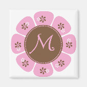 Monogram M bruin en roze Magneet (Voorkant)