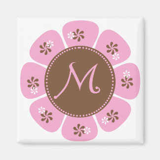 Monogram M bruin en roze Magneet