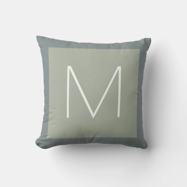 monogram M buitenkant kussen met grijze grens (Voorkant)