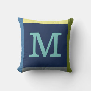 Monogram M buitenkussen met kleurrijke rand