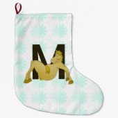 Monogram M Cartoon Pony gepersonaliseerd Grote Kerstsok (Voorkant)