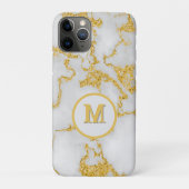 Monogram M Elegant Wit & Goud Marmer Patroon Case-Mate iPhone Case (Achterkant)