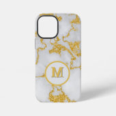 Monogram M Elegant Wit & Goud Marmer Patroon iPhone Hoesje (Achterkant)