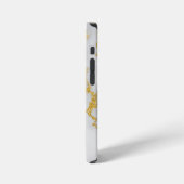 Monogram M Elegant Wit & Goud Marmeren Patroon iPhone Hoesje (Linkerkant)