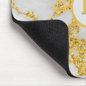 Monogram M Elegant Wit & Goud Marmeren Patroon Muismat (Hoek)