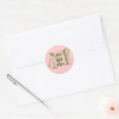 Monogram M en Namen Roze Sticker (Envelop)