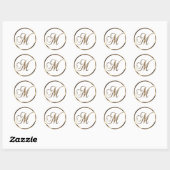 Monogram M Faux Bronze Ronde Sticker (Vel)
